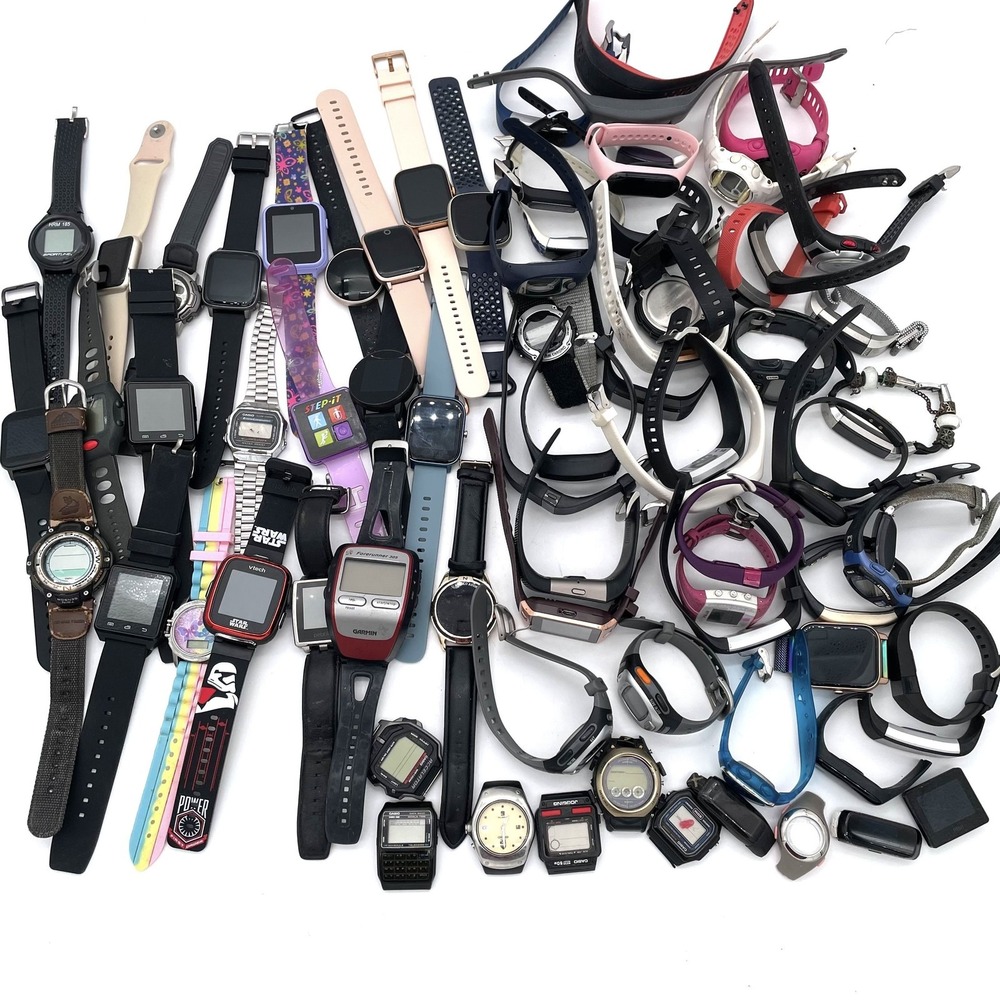 Smart, Digital, Fit Bit Watch 75 Piece 5.5lbs Bundle Lot Untested Spares Repairs